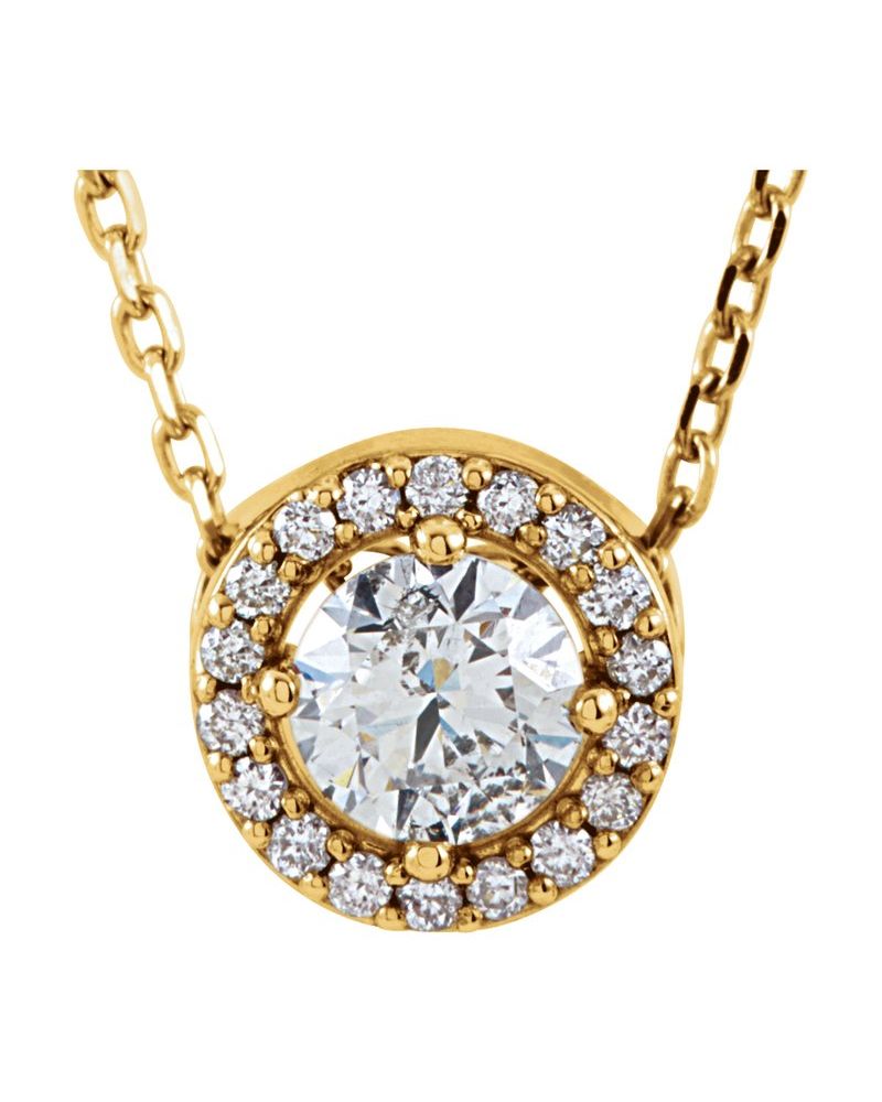 Colar Halo em Ouro 14k com Diamantes de Laboratório