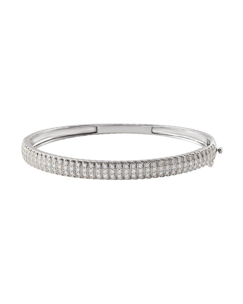 Bracelete Rígido Cravejado em Ouro 14k com Diamantes de Laboratório – Modelo 2
