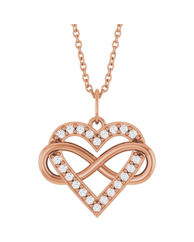 Colar Infinito Coração em Ouro 14k com Diamantes de Laboratório