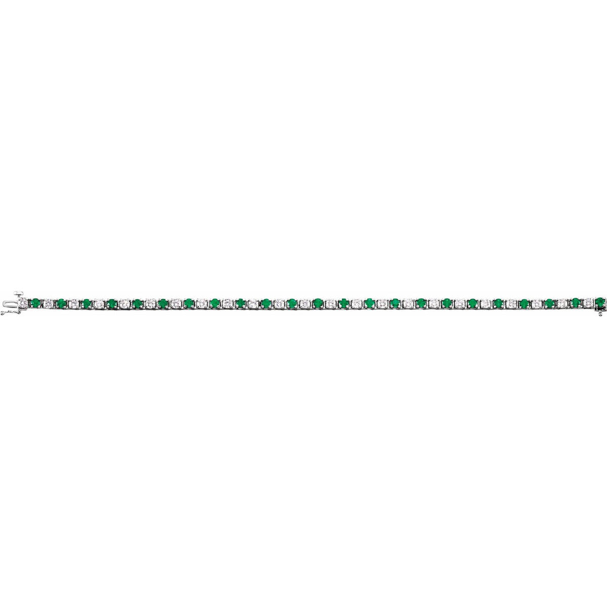 Pulseira riviera esmeralda – Ouro Branco 14k