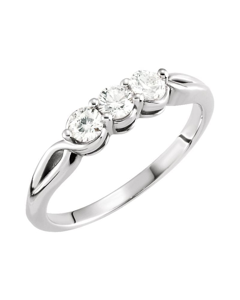 Anel Três Pedras em Ouro 14k com Diamantes Naturais – Modelo 5