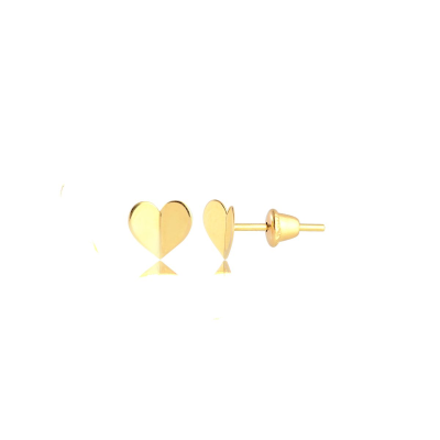 Brinco Coracao Dobrado 6MM — Ouro 10K