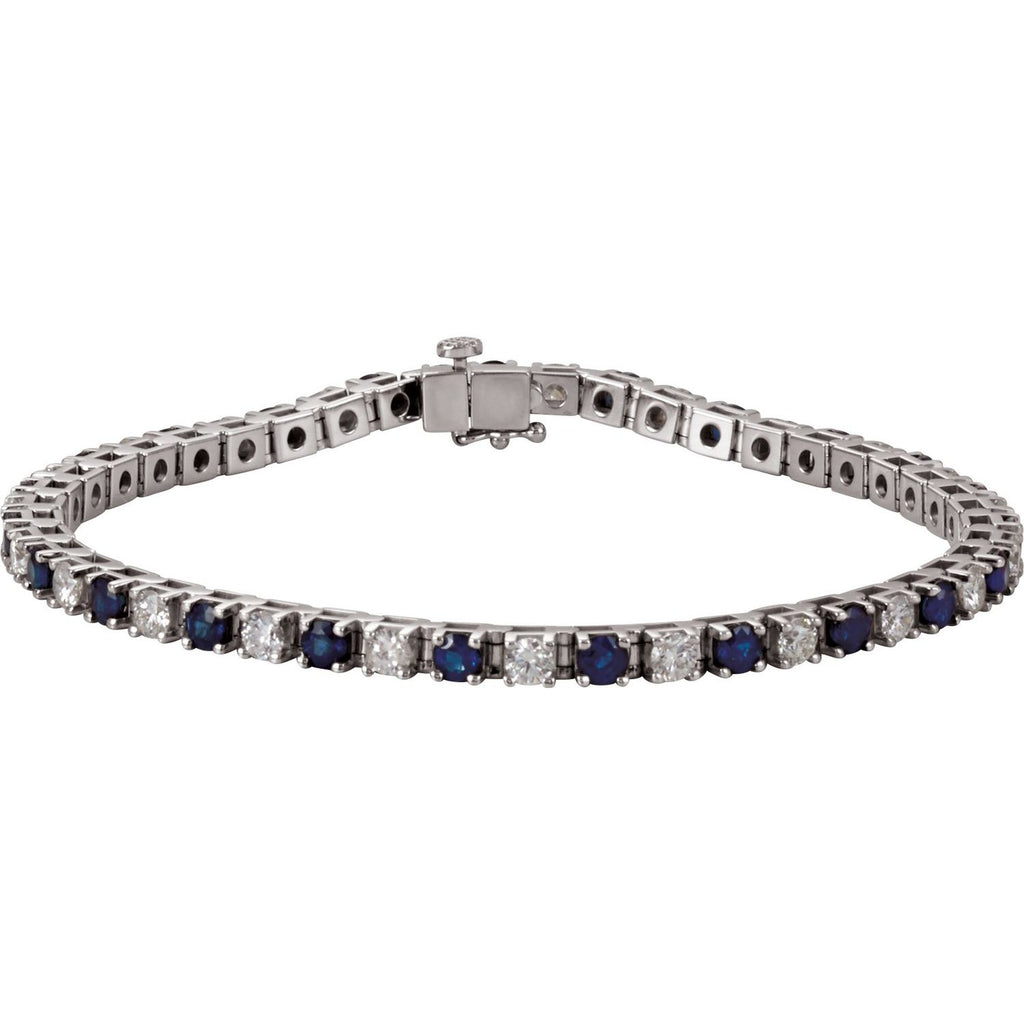 Pulseira riviera safira – Ouro Branco 14k