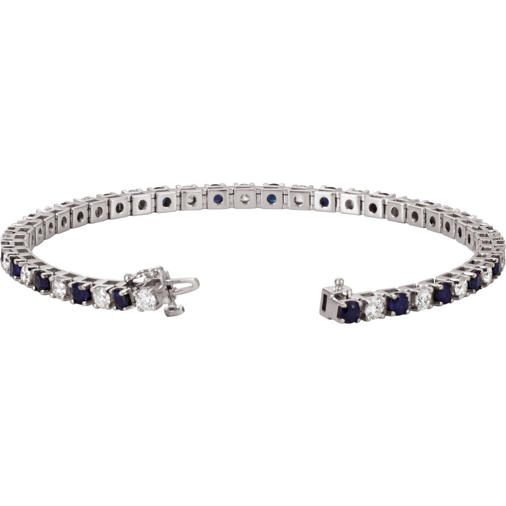 Pulseira riviera safira – Ouro Branco 14k