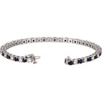 Pulseira riviera safira – Ouro Branco 14k