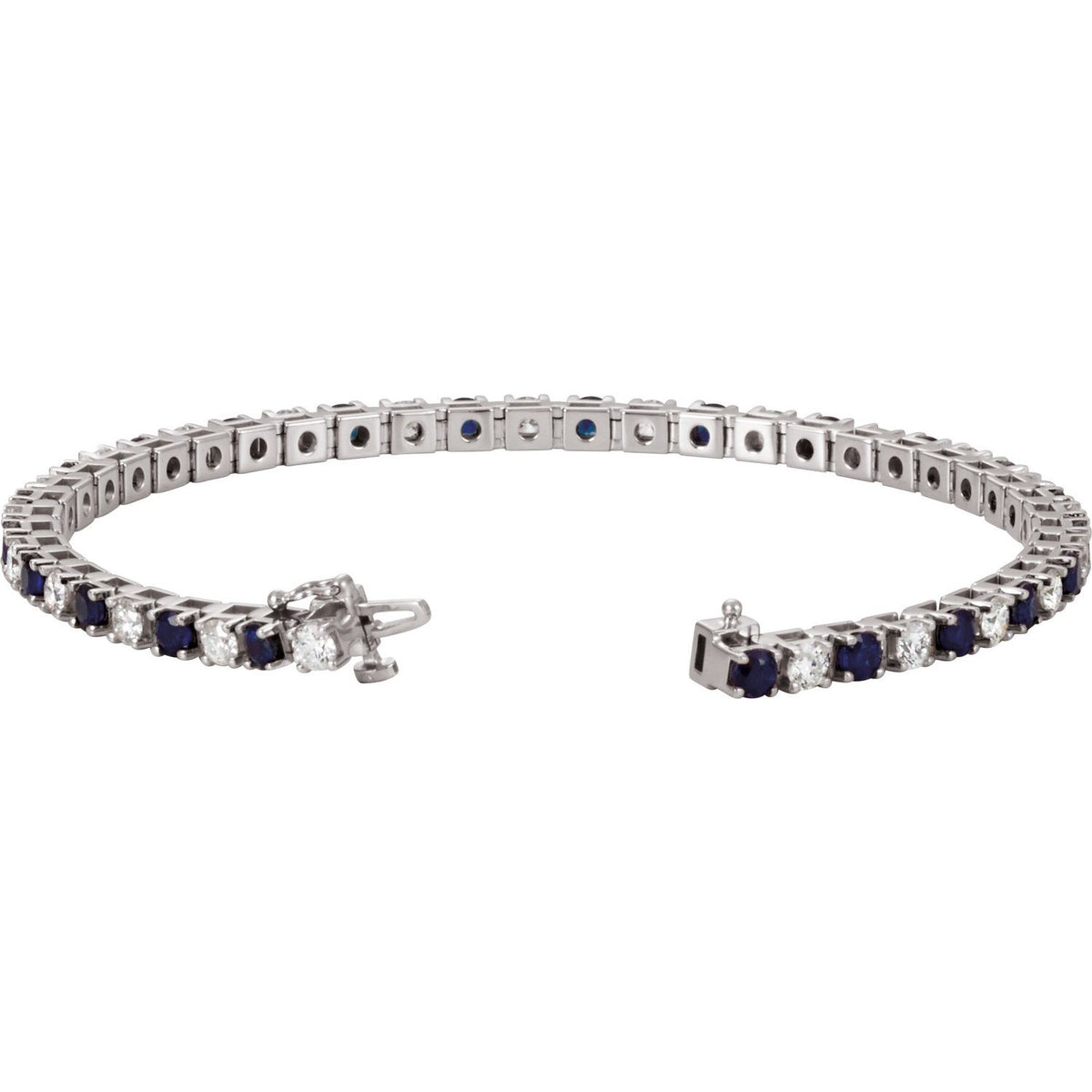 Pulseira riviera safira – Ouro Branco 14k