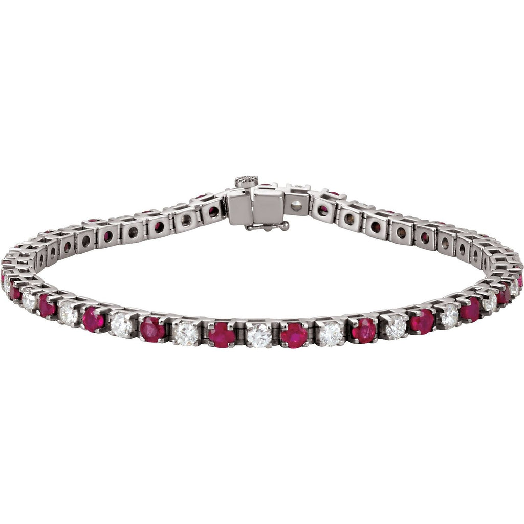Pulseira riviera rubi – Ouro Branco 14k