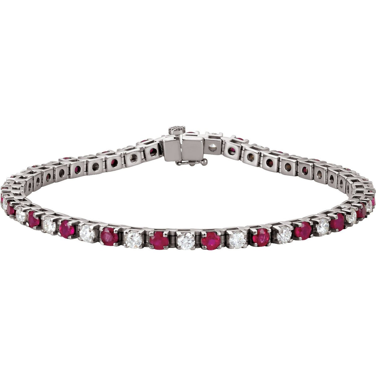 Pulseira riviera rubi – Ouro Branco 14k
