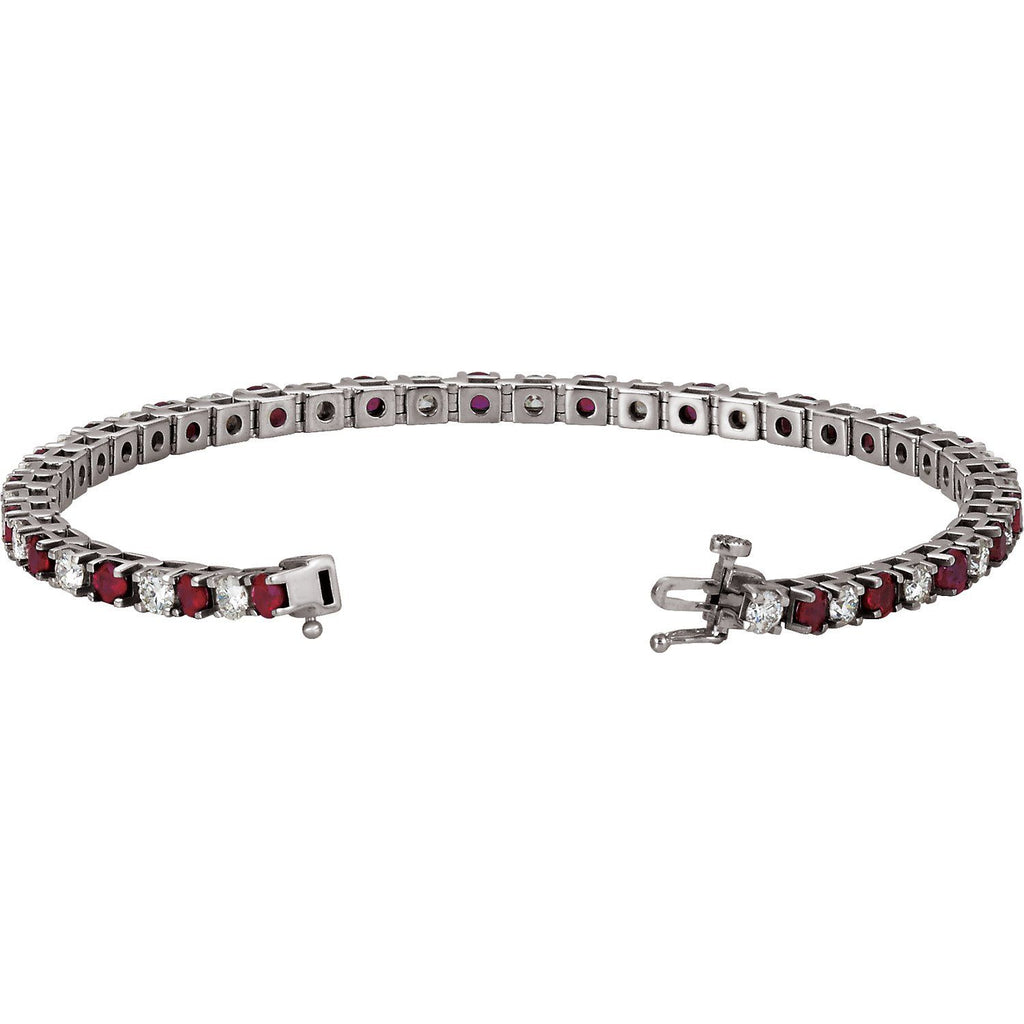 Pulseira riviera rubi – Ouro Branco 14k
