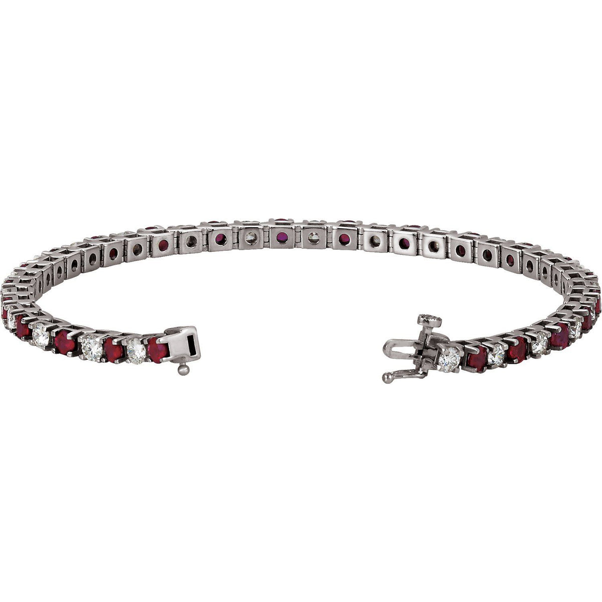 Pulseira riviera rubi – Ouro Branco 14k