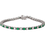 Pulseira riviera esmeralda – Ouro Branco 14k