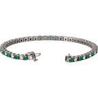 Pulseira riviera esmeralda – Ouro Branco 14k