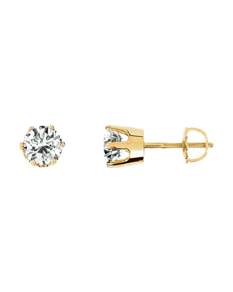 Brinco Ponto de Luz Redondo Seis Garras em Ouro 14k com Diamantes Naturais – Modelo 4