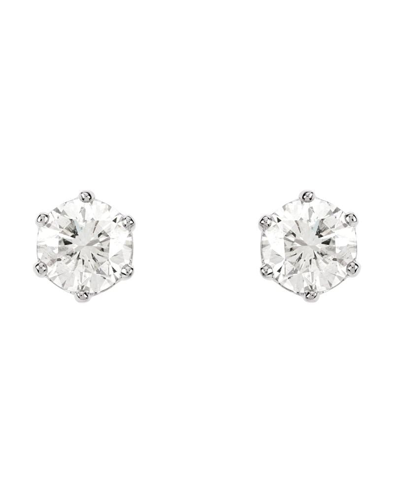 Brinco Ponto de Luz Redondo Seis Garras em Ouro 14k com Diamantes Naturais – Modelo 2