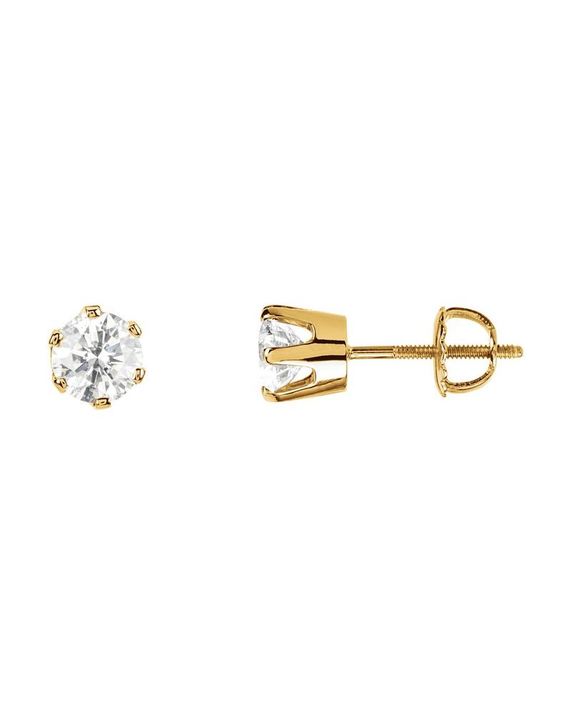 Brinco Ponto de Luz Redondo Seis Garras em Ouro 14k com Diamantes Naturais – Modelo 2