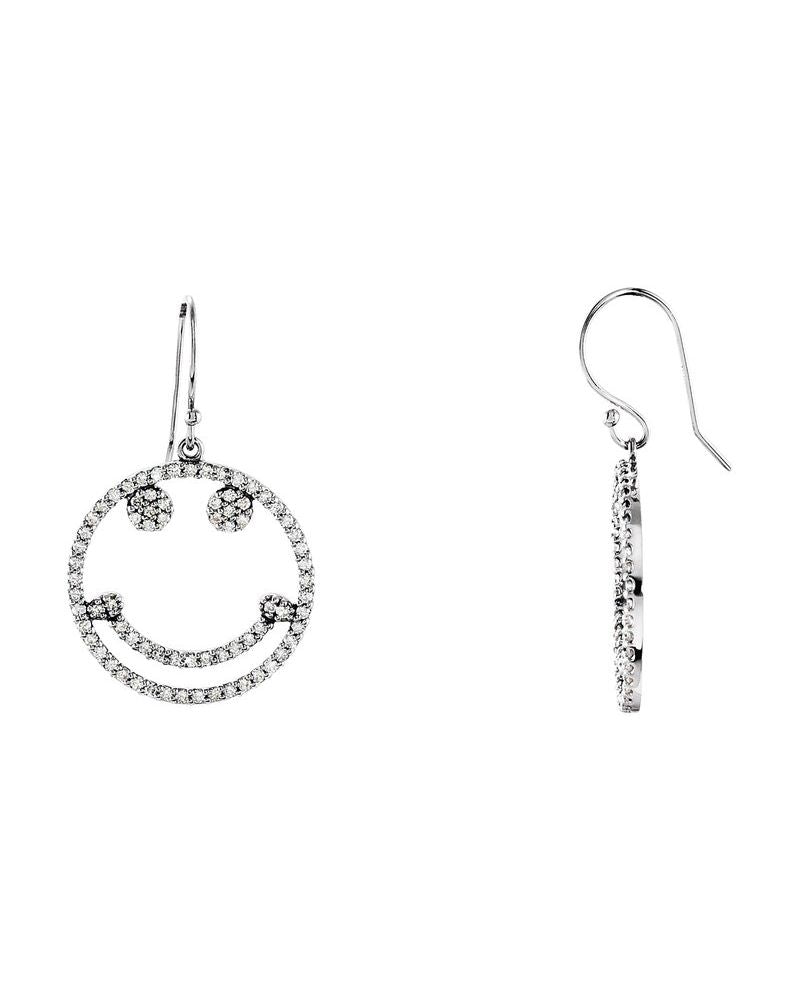 Brinco Carinha Sorridente Cravejado em Ouro 14k com Diamantes Naturais