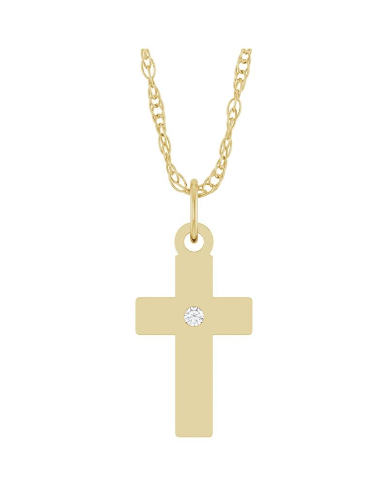 Colar Cruz Cravejado em Ouro 14k com Diamantes de Laboratório – Modelo 8