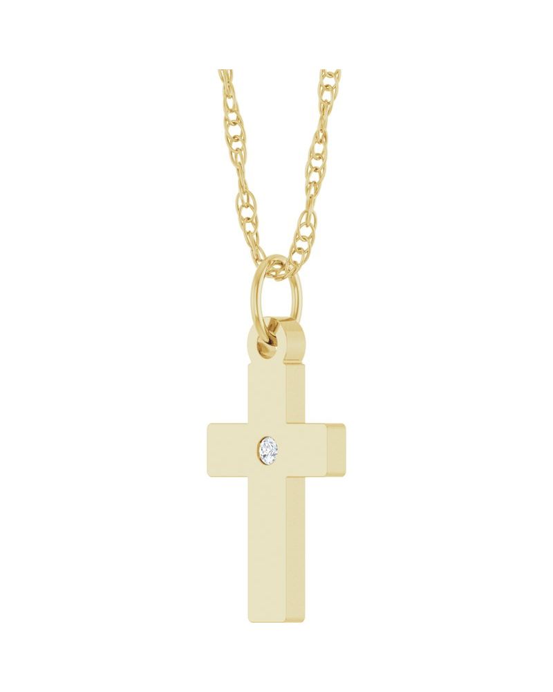 Colar Cruz Cravejado em Ouro 14k com Diamantes de Laboratório – Modelo 8