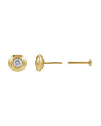 Brinco Ponto de Luz Redondo com Cravação Bezel em Ouro 14k com Diamantes de Laboratório