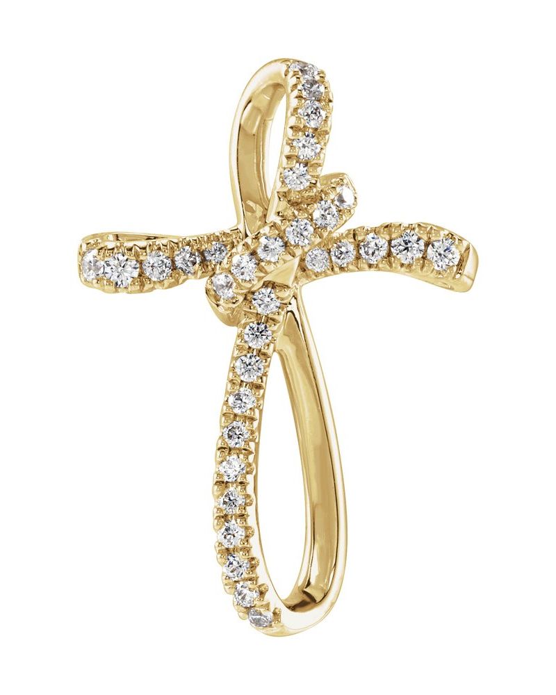 Pingente Cruz Cravejado em Ouro 14k com Diamantes de Laboratório – Modelo 9