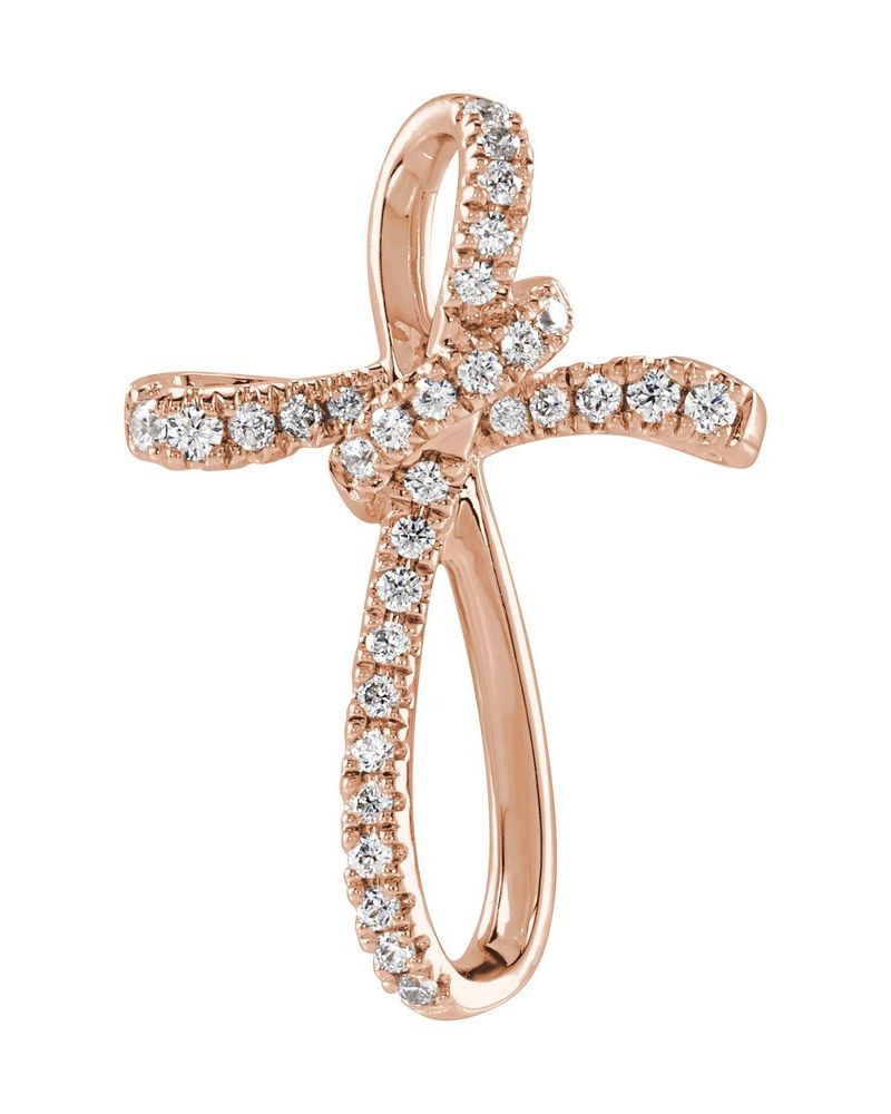 Pingente Cruz Cravejado em Ouro 14k com Diamantes de Laboratório – Modelo 9
