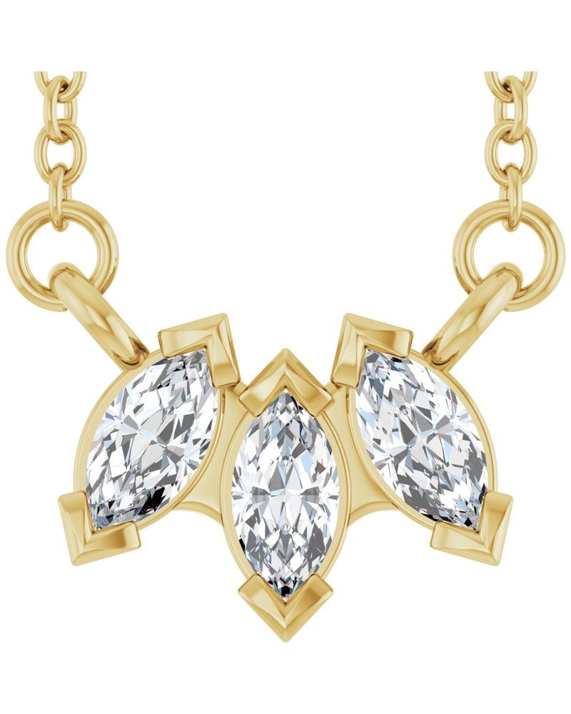 Colar Três Pedras em Ouro 14k com Diamantes de Laboratório – Modelo 2