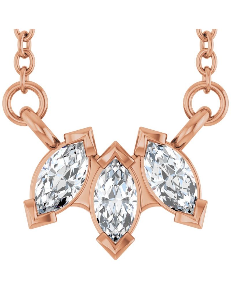 Colar Três Pedras em Ouro 14k com Diamantes de Laboratório – Modelo 2