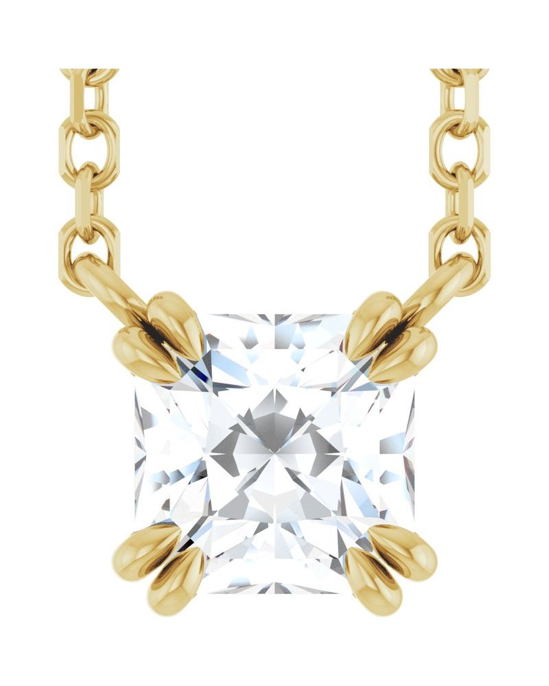 Colar Garras Duplas Solitário em Ouro 14k com Diamantes de Laboratório