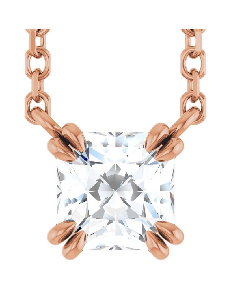 Colar Garras Duplas Solitário em Ouro 14k com Diamantes de Laboratório