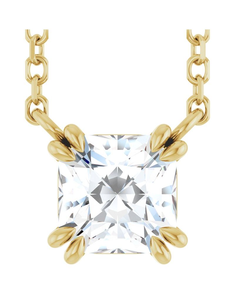 Colar Garras Duplas Solitário em Ouro 14k com Diamantes de Laboratório