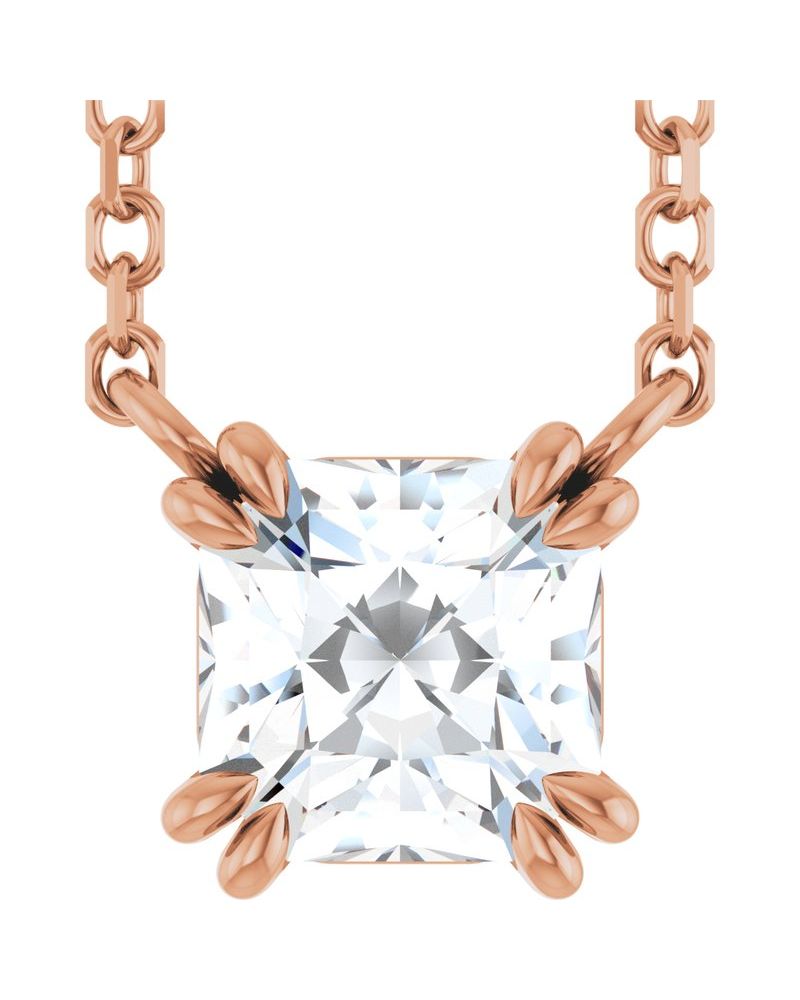 Colar Garras Duplas Solitário em Ouro 14k com Diamantes de Laboratório