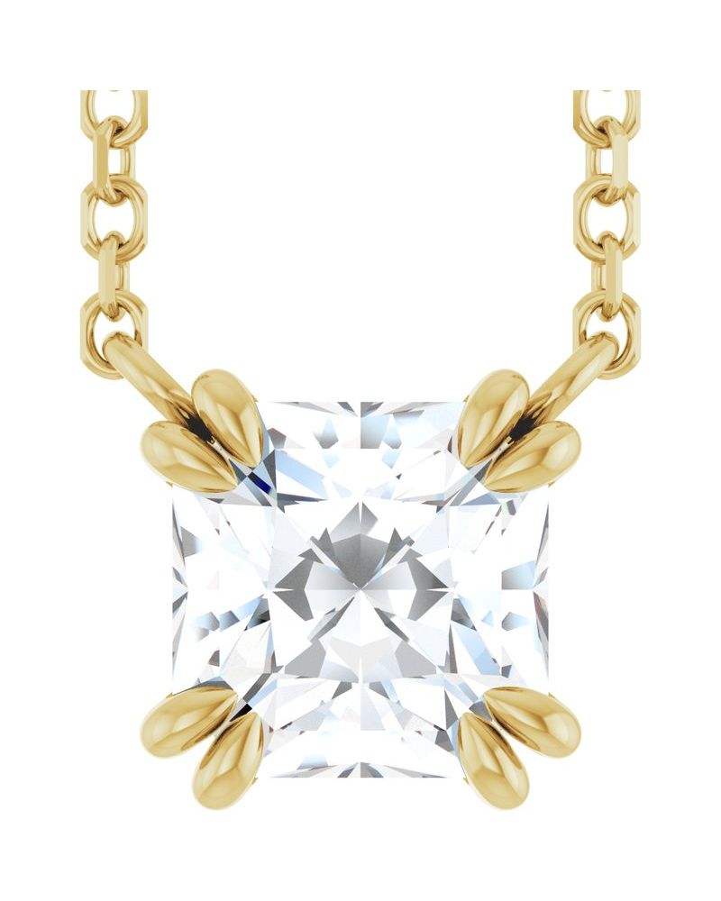 Colar Garras Duplas Solitário em Ouro 14k com Diamantes de Laboratório