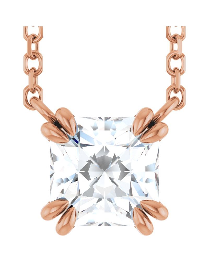 Colar Garras Duplas Solitário em Ouro 14k com Diamantes de Laboratório