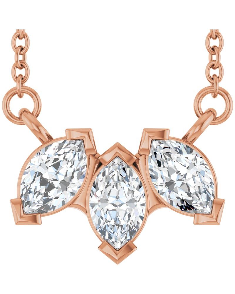 Colar Três Pedras em Ouro 14k com Diamantes de Laboratório – Modelo 2