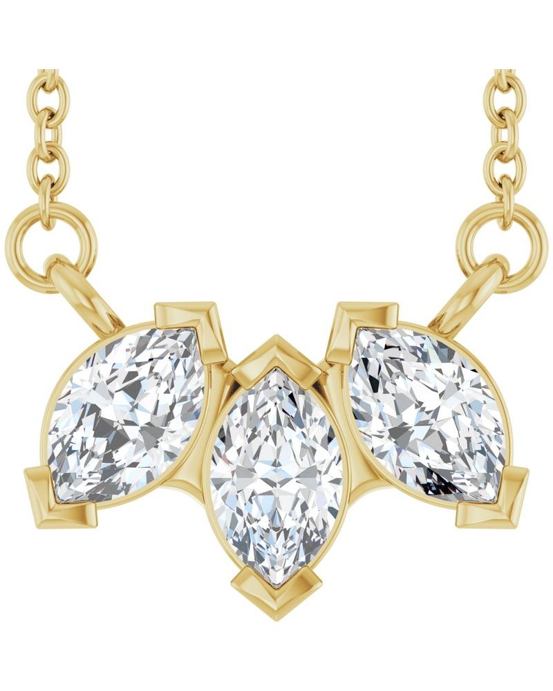 Colar Três Pedras em Ouro 14k com Diamantes de Laboratório – Modelo 2