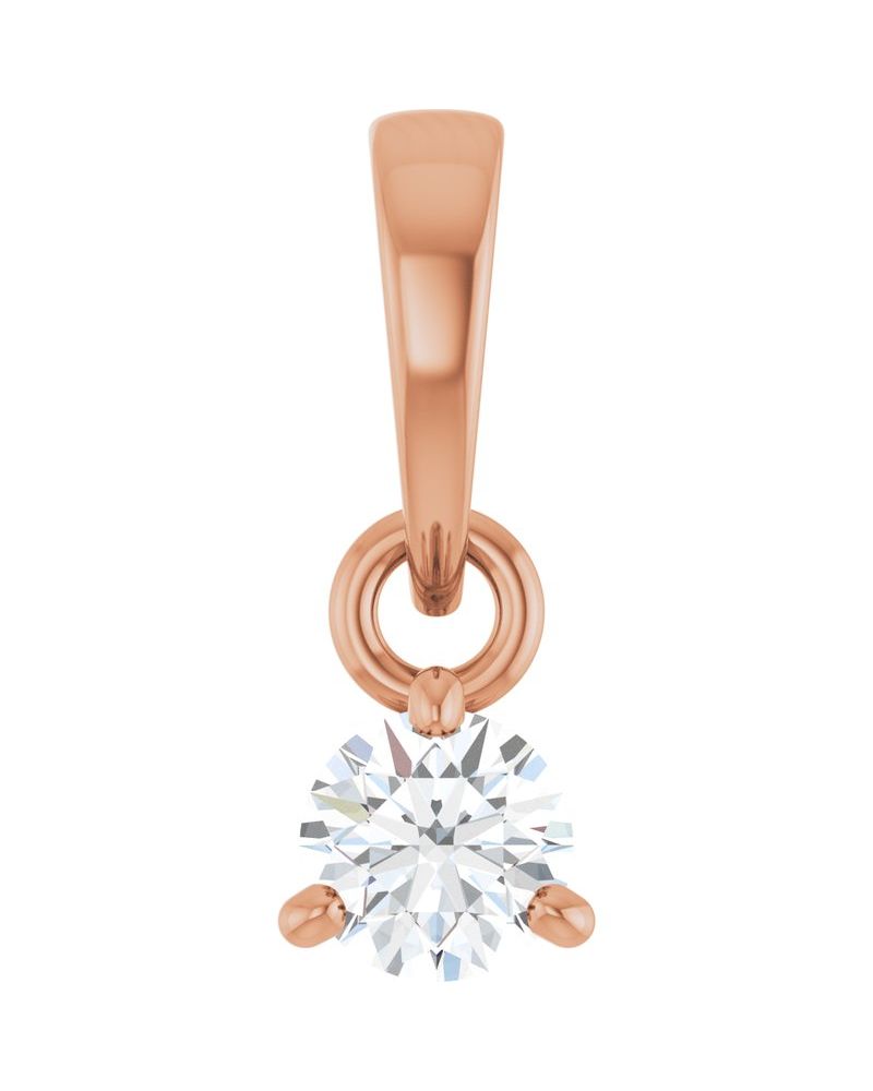 Pingente Redondo Três Garras em Ouro 14k com Diamantes de Laboratório