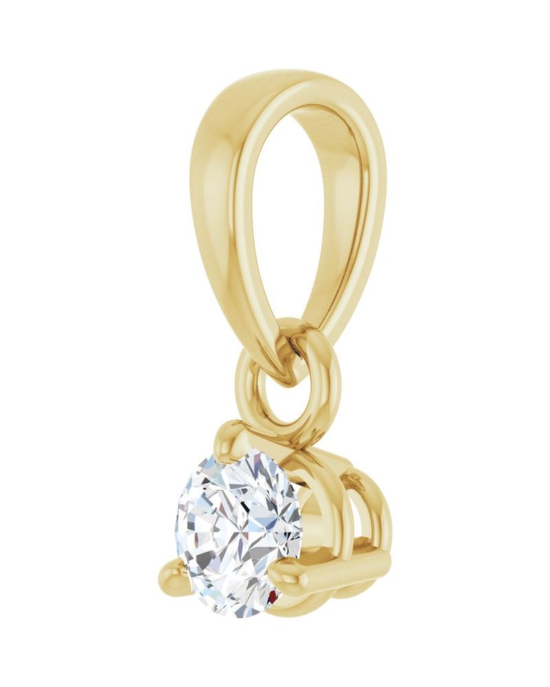 Pingente Redondo Três Garras em Ouro 14k com Diamantes de Laboratório