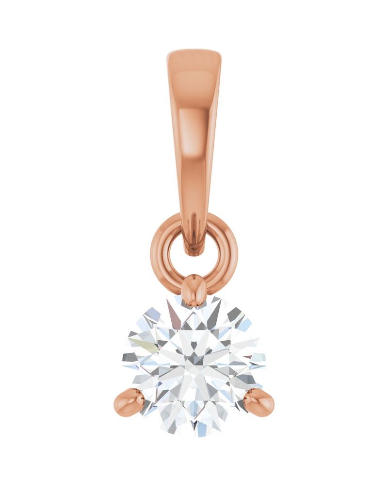 Pingente Redondo Três Garras em Ouro 14k com Diamantes de Laboratório