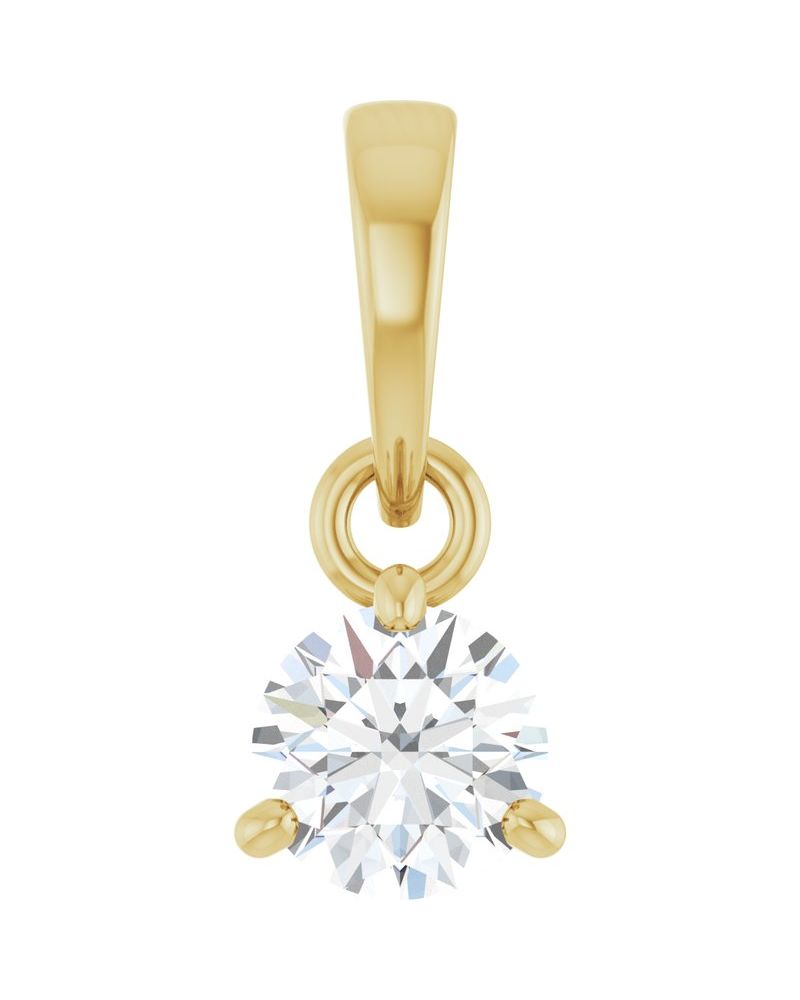 Pingente Redondo Três Garras em Ouro 14k com Diamantes de Laboratório