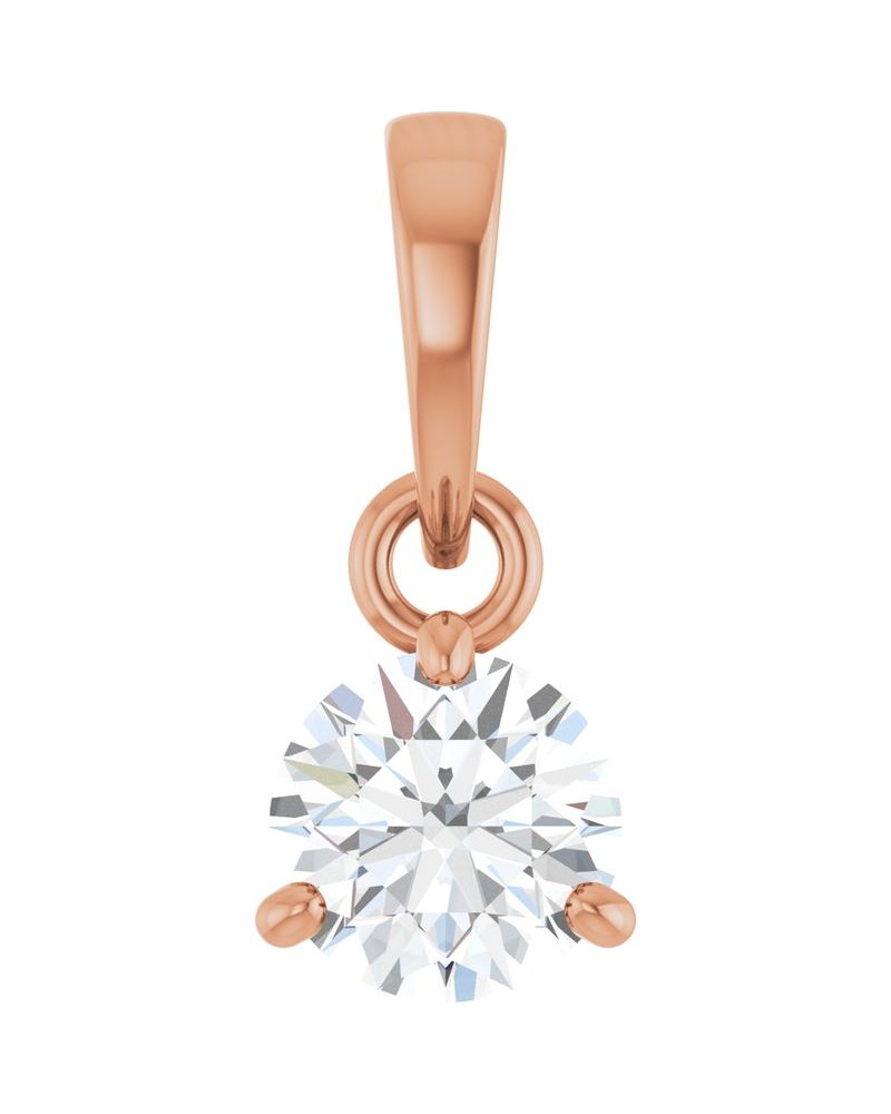 Pingente Redondo Três Garras em Ouro 14k com Diamantes de Laboratório