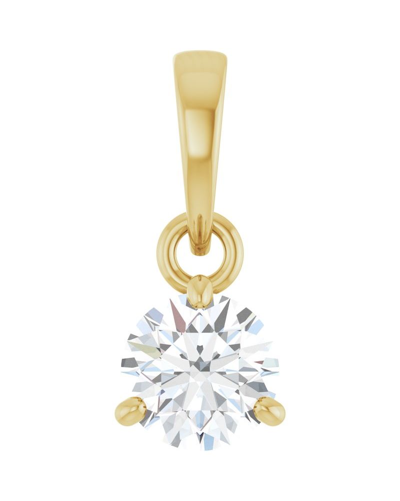Pingente Redondo Três Garras em Ouro 14k com Diamantes de Laboratório