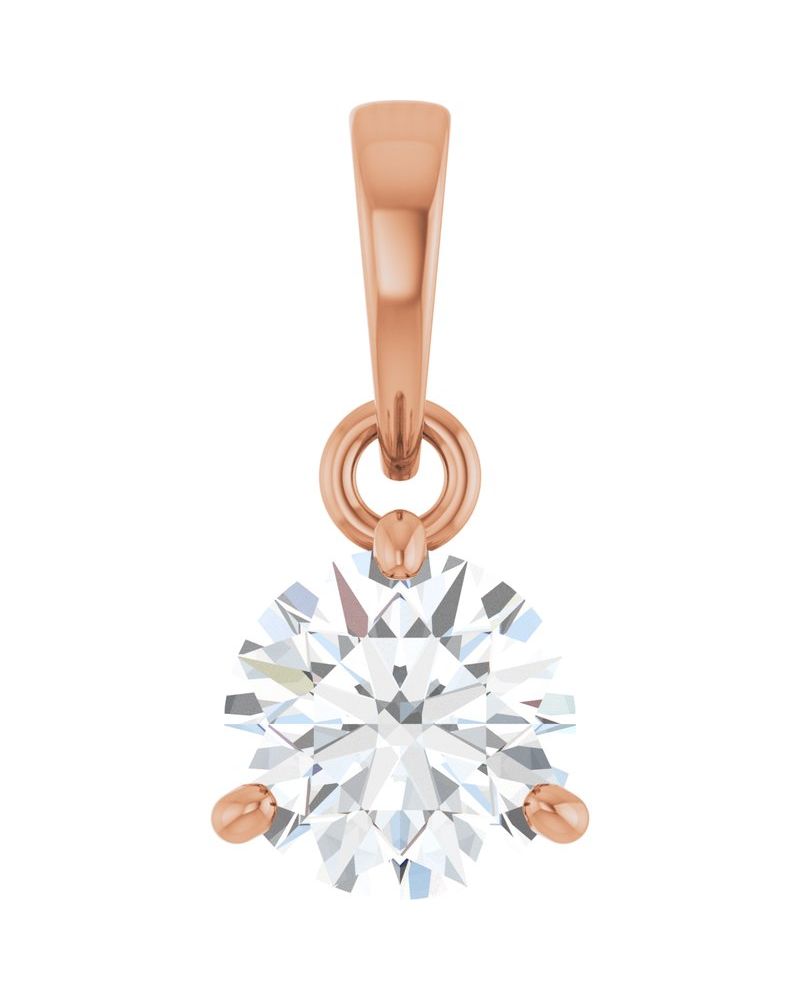 Pingente Redondo Três Garras em Ouro 14k com Diamantes de Laboratório