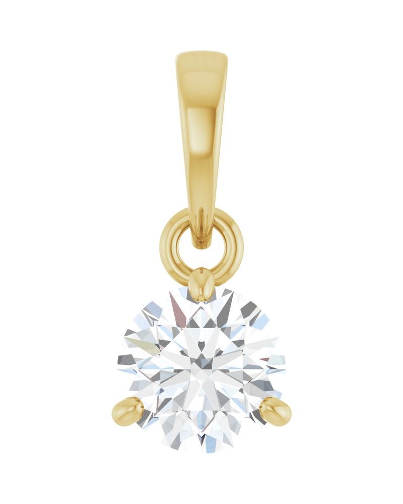 Pingente Redondo Três Garras em Ouro 14k com Diamantes de Laboratório