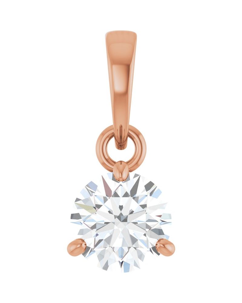 Pingente Redondo Três Garras em Ouro 14k com Diamantes de Laboratório