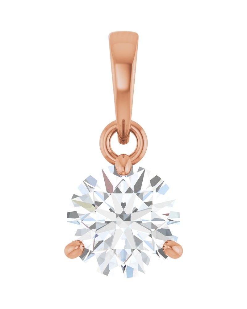 Pingente Redondo Três Garras em Ouro 14k com Diamantes de Laboratório