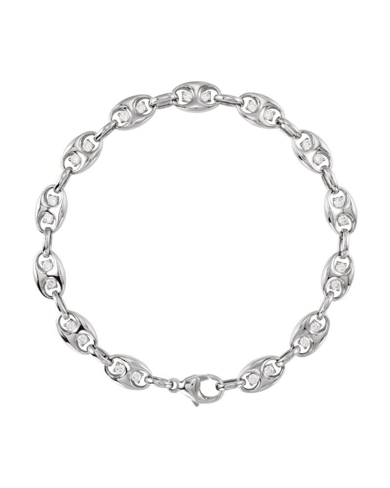 Pulseira Elos Navais Cravejada em Ouro 14k com Diamantes de Laboratório
