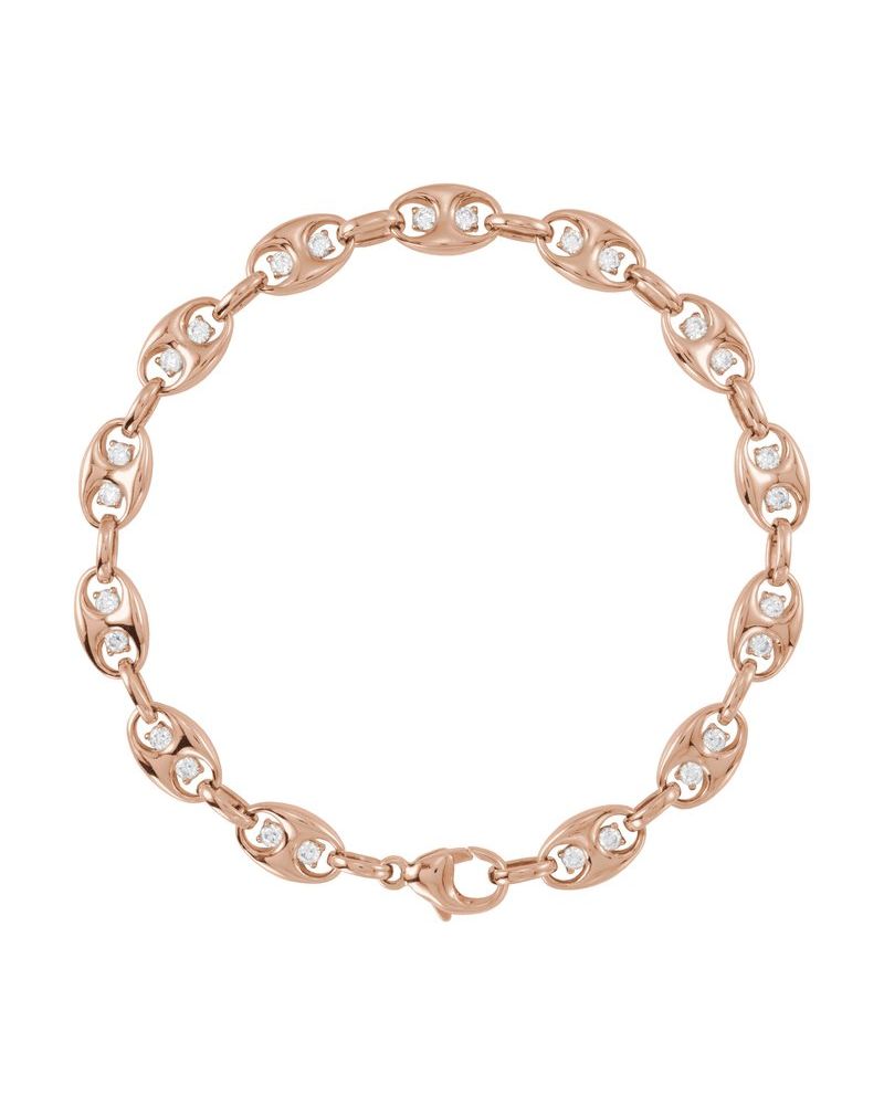 Pulseira Elos Navais Cravejada em Ouro 14k com Diamantes de Laboratório
