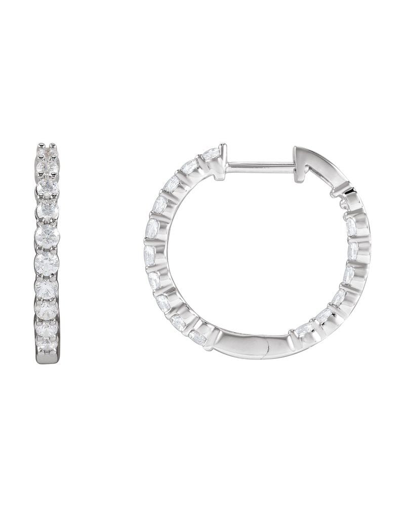 Brinco de Aro Dentro e Fora em Ouro 14k com Diamantes de Laboratório