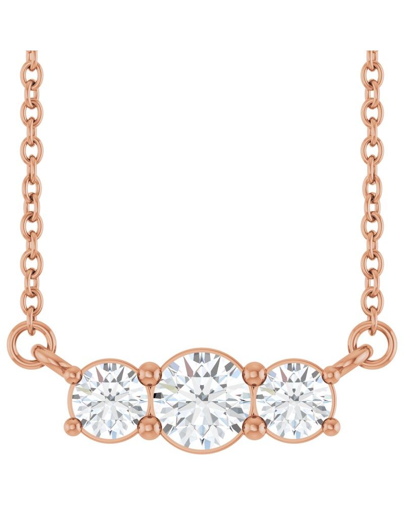 Colar Três Pedras em Ouro 14k com Diamantes de Laboratório