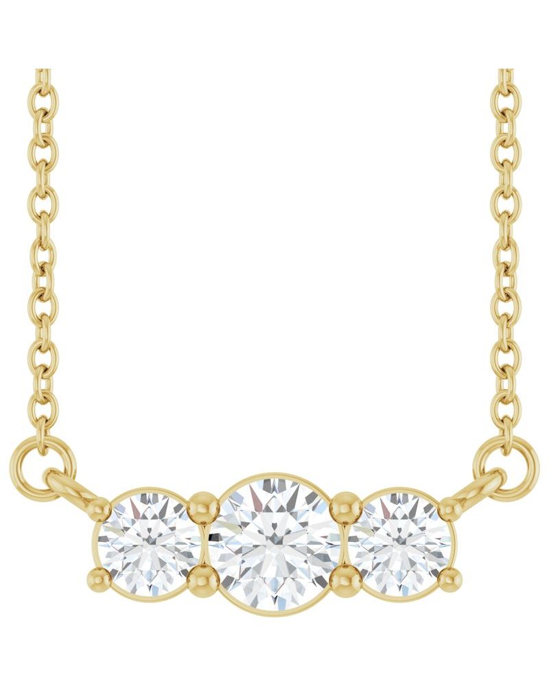 Colar Três Pedras em Ouro 14k com Diamantes de Laboratório